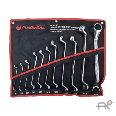 Набор ключей накидных отогнутых на 75грд. 11пр.(6-36мм)на полотне (F-5114P(NEW))